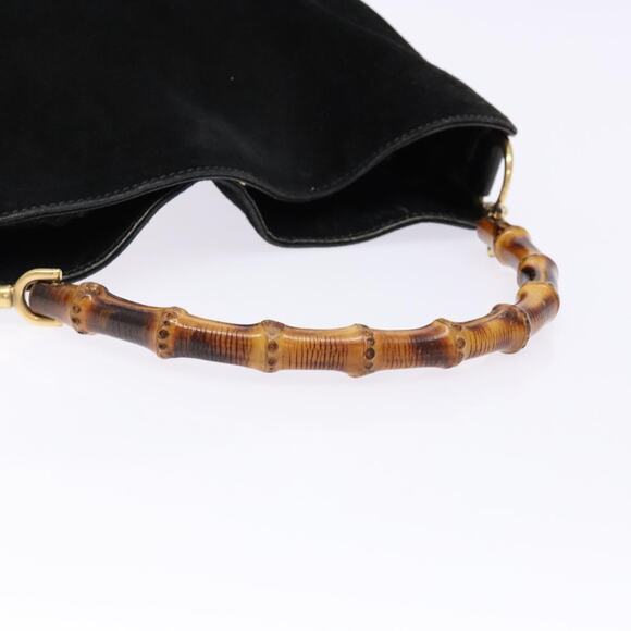 GUCCI Bamboo Hand Bag Suede Black Gold 001 1638 001 1638 - Picture 7 of 12
